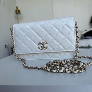 Chanel Classic White Quilted Crossbody Bag